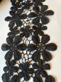 1 Yard Black Venice Floral Double Scalloped Venise Lace Trim 4 Inches