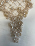 Lot Of 2 IVORY beaded organza  applique embroidery bridal patch EVENING PATCH