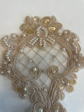 Lot Of 2 IVORY beaded organza  applique embroidery bridal patch EVENING PATCH