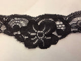Black Floral Lace Trim 2 Inch Wide Soft non Stretch Lace for Sewing, Lingerie, DIY Crafts”