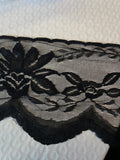 Per Yard Black  Non Stretch Poly Floral Lace Trim double Scalloped 4.5”