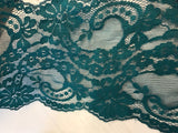 Per Yard Green Teal  Non Stretch Poly Floral Lace Trim double Scalloped 5”