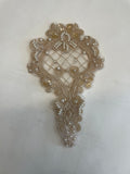 Lot Of 2 IVORY beaded organza  applique embroidery bridal patch EVENING PATCH