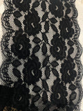PER Yards Stretch BLACK  FLORAL  Lace DOUBLE SCALLOPED 6”