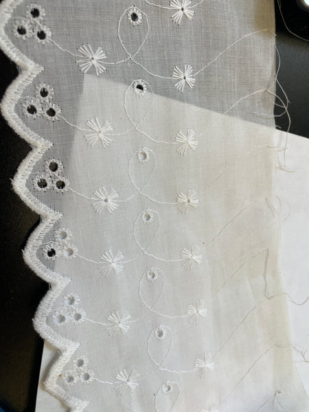 Per yard off white eyelet embroidery cotton lace trim 5” width