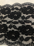 PER Yards Stretch BLACK  FLORAL  Lace DOUBLE SCALLOPED 6”