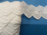 White Cotton Eyelet Lace Trim 2” – Scalloped Embroidery, 15 Yards, Sewing, Bedding & Table Runner Decor