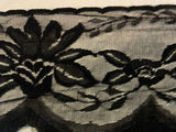Per Yard Black  Non Stretch Poly Floral Lace Trim double Scalloped 4.5”
