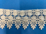 Natural Vintage Cotton Elegant  Venise/Venice Edge Scalloped  Lace Trim  2 3/4"