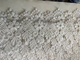 White Venice Venise Floral Rayon Scalloped Trim 2 1/4”