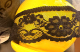 4 Yards Black Non-Stretch Poly Floral Lace Trim Edge Scalloped 1 3/4”