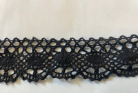 4 yards Black crochet scalloped Insert lace trim 1.5”