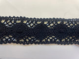 Vintage 4 Yards Black Crochet Insert  Lace Trim 1  1/4”