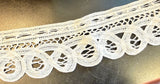 5 Yards Piece White Cotton Battenburg Edge Lace 2 1/4” for clothing / drapery