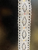 5 Yards White Crochet 1”WIDE IRIDESCENT SEQUINS Lace Trim