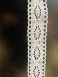 5 Yards White Crochet 1”WIDE IRIDESCENT SEQUINS Lace Trim