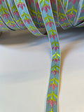 10 yards Baby  blue pink Sage  woven jacquard sewing trim ribbon 3/8"