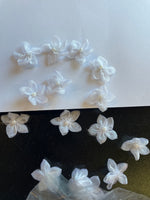 200 white organza daisy flower pearl bead applique 3/4" bridal doll US SHIPPER