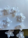 200 white organza daisy flower pearl bead applique 3/4" bridal doll US SHIPPER