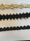 2 yards Black Rayon , Natural Cotton Gimp Loop braid 1trim 1/2"  or 1 1/8"doll craft sew