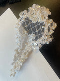 Lot Of 2 beaded organza White applique embroidery bridal patch