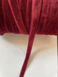 10 yards 3/8 inch Burgundy Velvet Ribbon