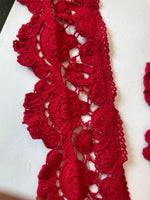 Wholesale 1/ 15 yards Dark Red Floral Venice Edge Lace Trim Guipure 3"