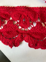 Wholesale 1/ 15 yards Dark Red Floral Venice Edge Lace Trim Guipure 3"