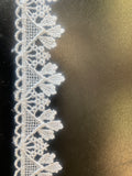 1 Yard White Venice Lace Double Scalloped Unique Triangle Design 1" Wide