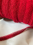 10 yards Red stretch lace eyelash trim 5/8”