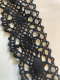 4 yards Black crochet scalloped Insert lace trim 1.5”