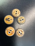 12 Buttons Brown Lined Beige Mustard  Rimmed 15Mm