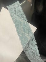 4 yards Darker baby blue stretch eyelash scalloped lace trim 2.5”