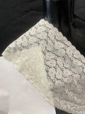 Ivory Doubled scalloped Shiny floral stretch trim lace 8" wide Per Yard