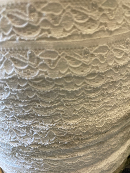 10 Yards Off White Stretch Narrow Embossed Floral Edge Scalloped Trim 3/4”