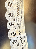 5 Yards Piece White Cotton Battenburg Edge Lace 2 1/4” for clothing / drapery
