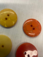 12 Button Acrylic 2 Hole Yellow Royal / Orange Buttons 22 MM