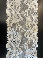 4 Yards White Stretch Lace  Double Scalloped 3.75”