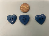 Lot 12  Navy Acrylic Heart Back Flat back 2 Holes Button 20mm
