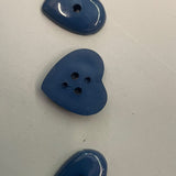 Lot 12  Navy Acrylic Heart Back Flat back 2 Holes Button 20mm