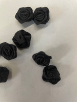 144 black satin rose flower 1/2” Appliqué Sew In / Glue On Craft Doll