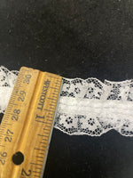 4 yards white lace elastic double stretch ruffled lace trim 1 1/4”