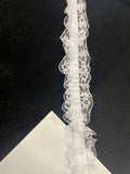 4 yards white lace elastic double stretch ruffled lace trim 1 1/4”