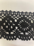 4 yards black crochet scallop lace trim 2 3/8"
