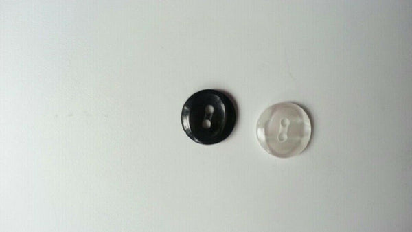 LOT 100 Black Acrylic Fisheye 2 hole button 14 mm FREE SHIP TO U.S