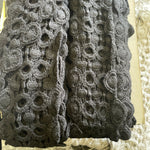 2 yards cotton Venice Venise  lace gray or black double scalloped 3”