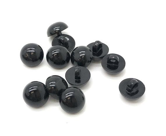 12 / 144 black shiny dome button 11mm for doll / craft/ Teddy Bear