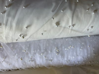 Wholesale/yard white pearl tulle fabric by yard decoration table covers bridal craft 59.”
