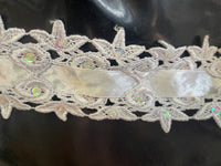 White insert Venice Venise beaded bridal lace trim 2.5” per yard