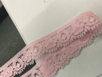 clearance 10 yards baby pink stretch lace trim 1/2”